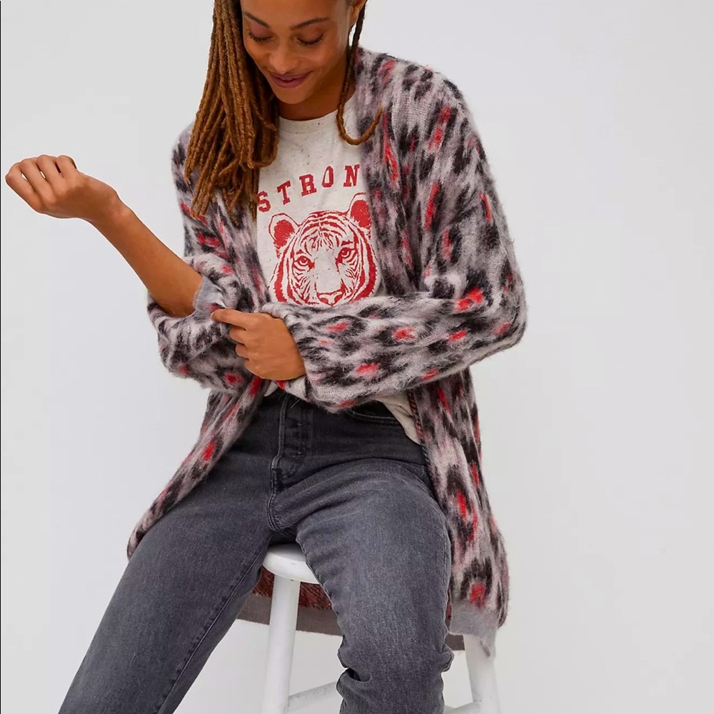 Anthropologie Zoey Leopard Cardigan Size M